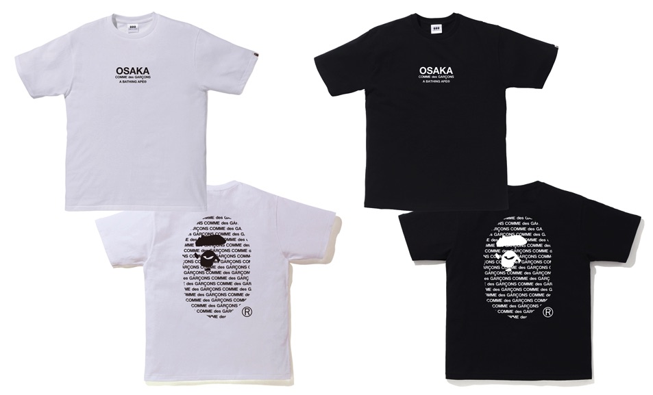 A BATHING APE × COMME des GARCONS Tee Black White Osaka Release