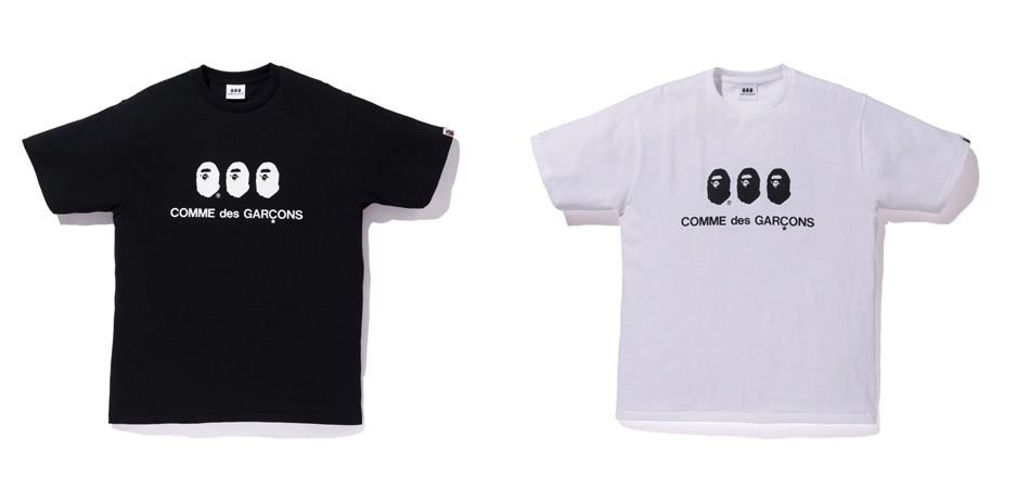 A BATHING APE × COMME des GARCONS Tee Black White Release