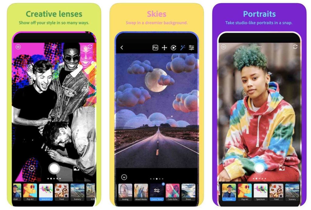 App foto effetti Adobe Photoshop Camera stili
