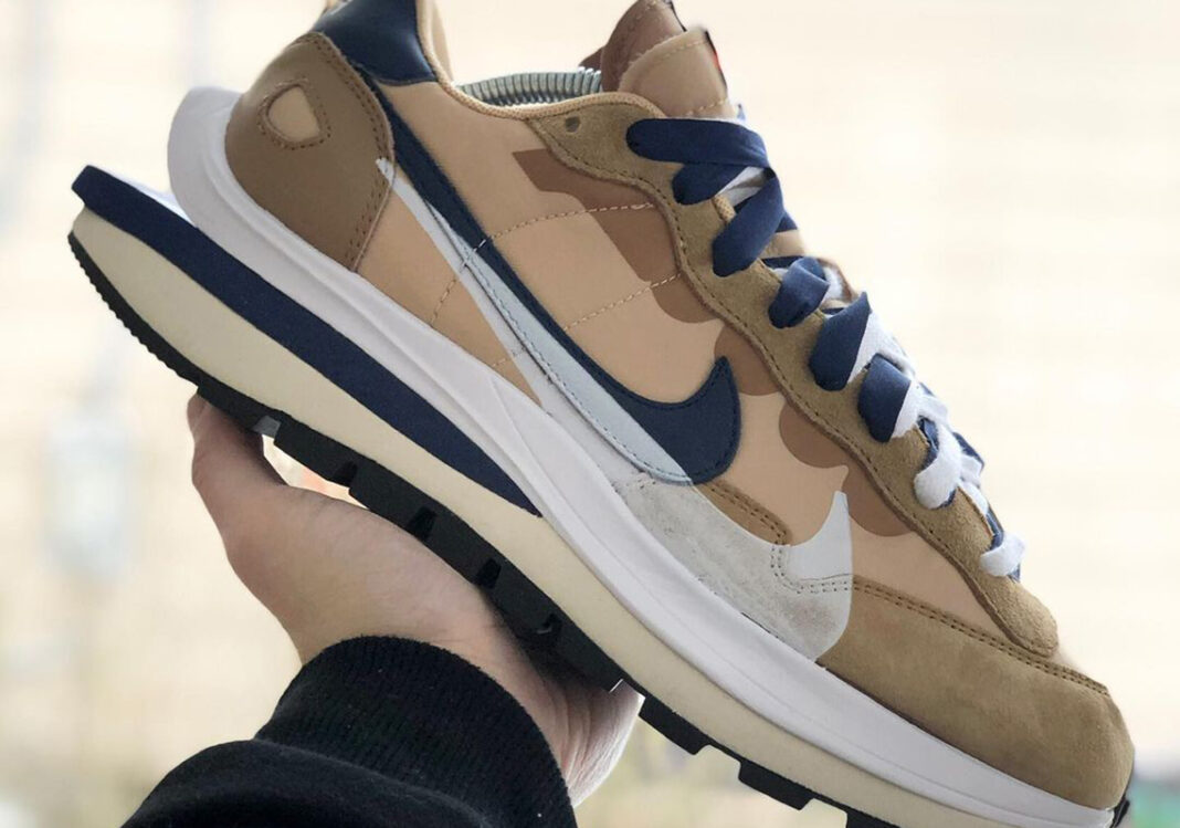 sacai x vaporwaffle tan navy