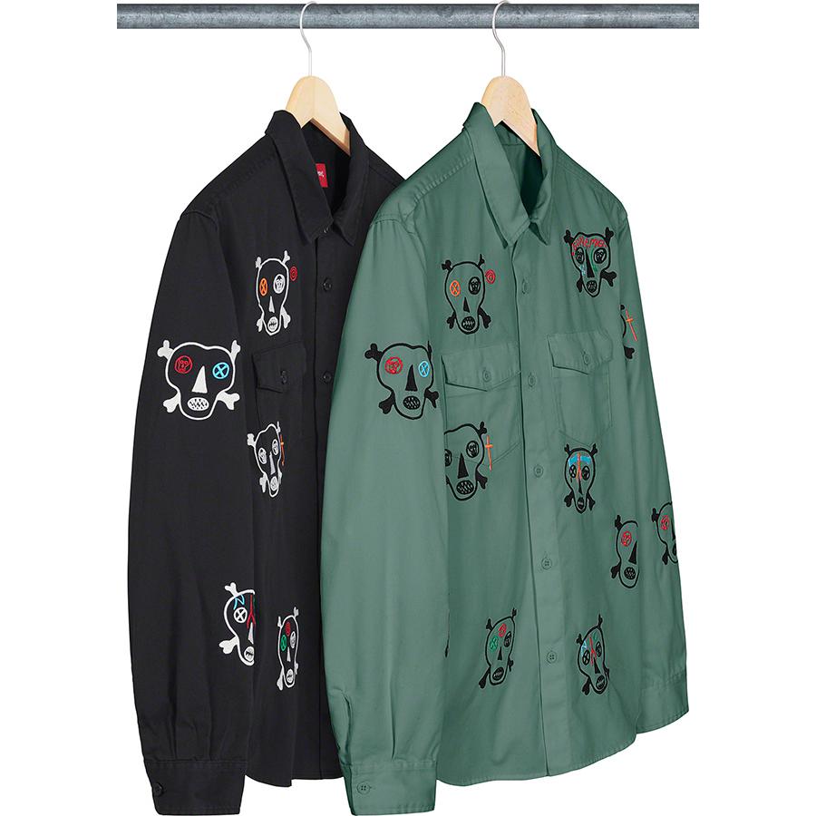 Clayton Patterson Skulls Embroidered Work Shirt