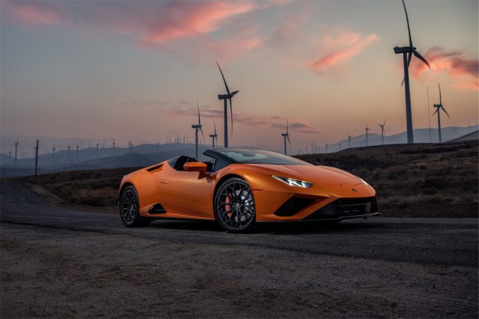 Lamborghini Huracan Evo orange on the street