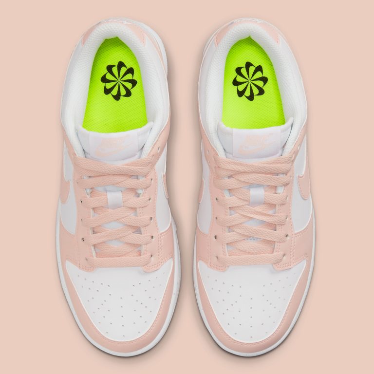 pink and white low top dunks