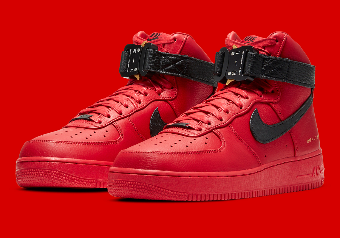 Air force 1 high top red and black deals