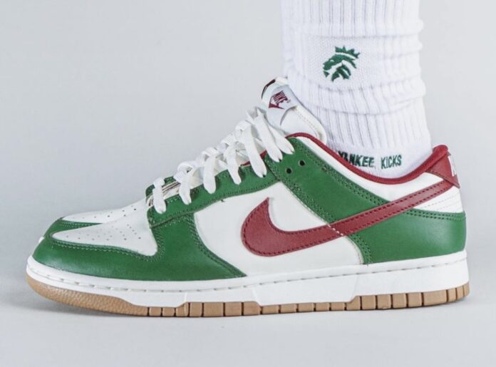 Nike-Dunk-Low-Gorge-Green-Team-Red-Gum-FB7160-161-Release-Date-On-Feet