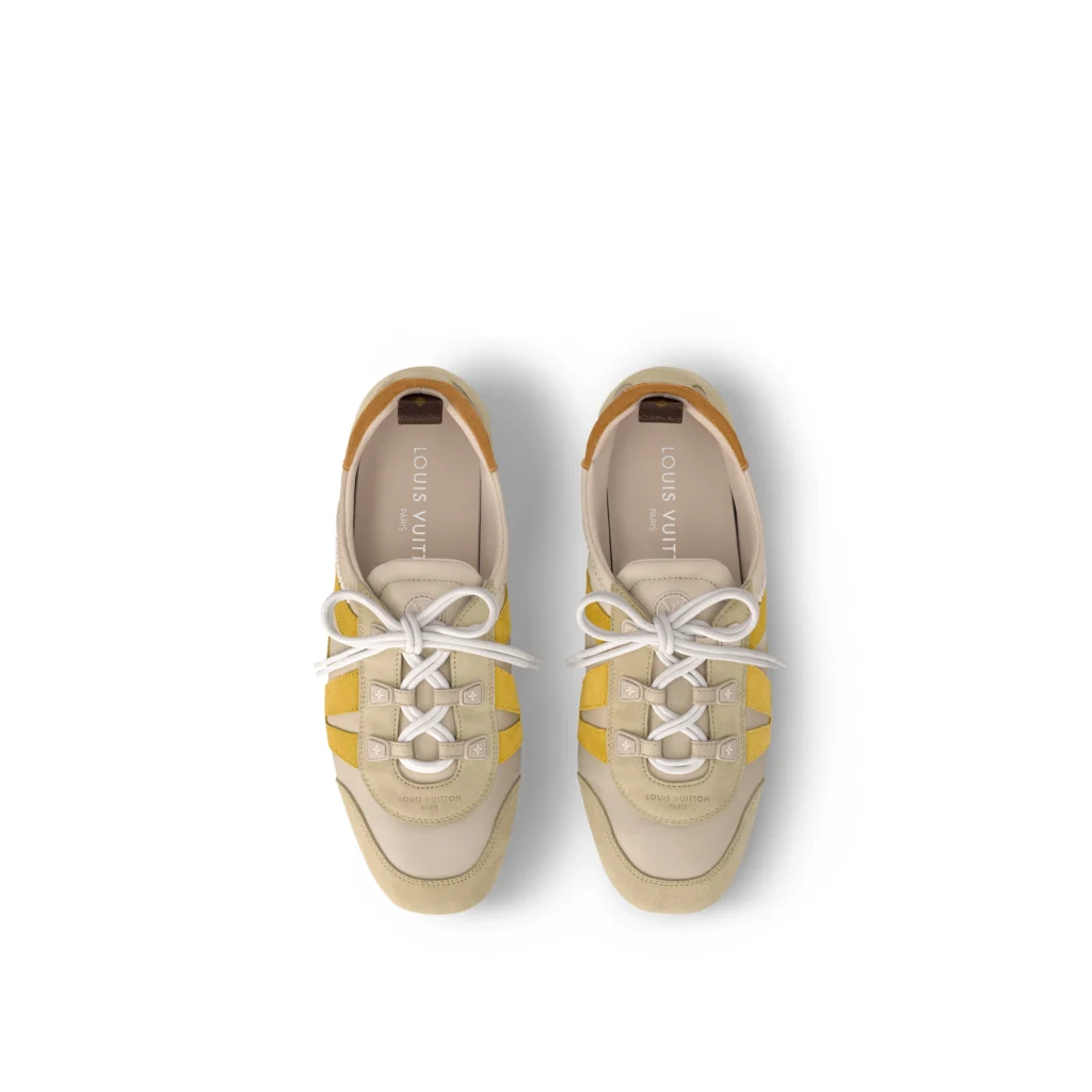 BEIGE SUEDE YELLOW NAPPA LV SNEAKERINA Interior view