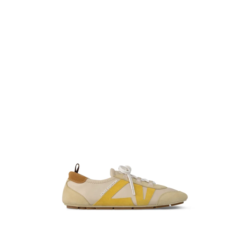 BEIGE SUEDE YELLOW NAPPA LV SNEAKERINA Side view