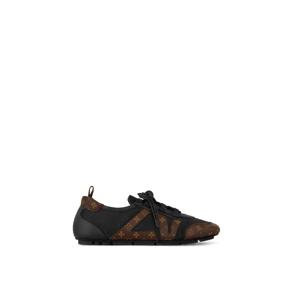 BLACK TECHNICAL SATIN MONOGRAM CANVAS LV SNEAKERINA Side view