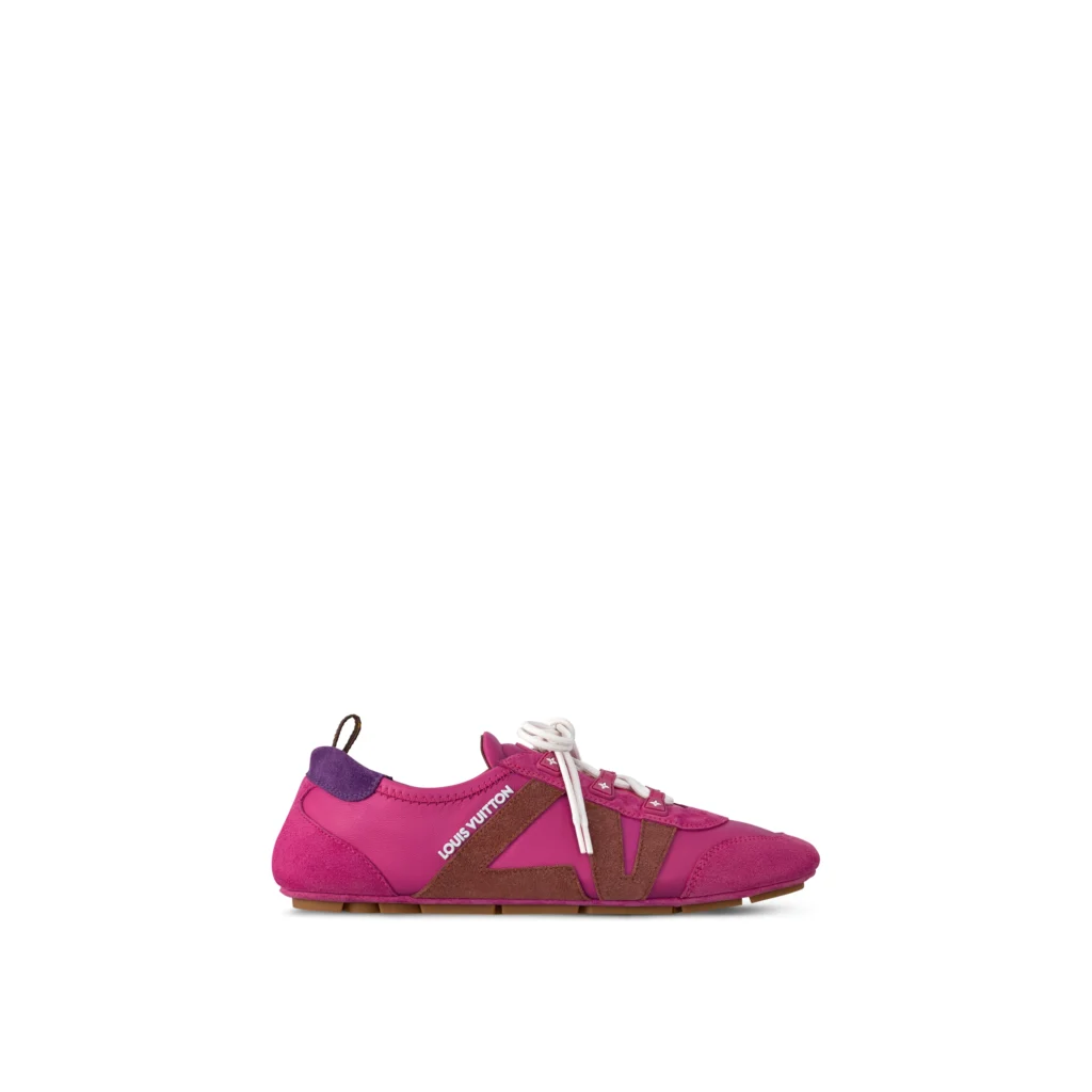 FUCHSIA NAPPA SUEDE LV SNEAKERINA Side view